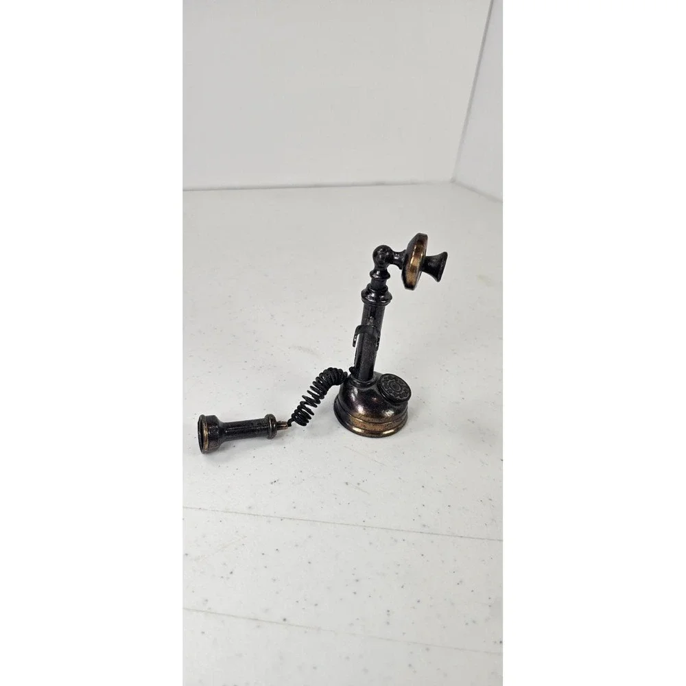 Vintage Miniature Diecast Metal Candlestick‎ Telephone Pencil Sharpener Desk Top